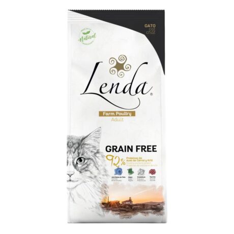 LENDA Croquette chat ADULT FARM POULTRY: POULET GRAIN-FREE 2KG (Convient Chat sterilisé)