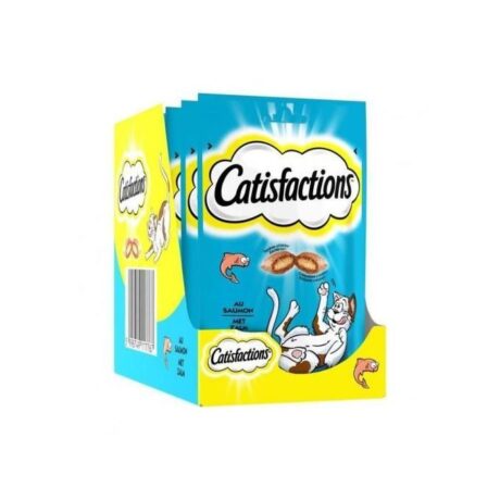 CATISFACTION Récompense pour chats – Goût SAUMON Pack de 6 sachets de 60 g